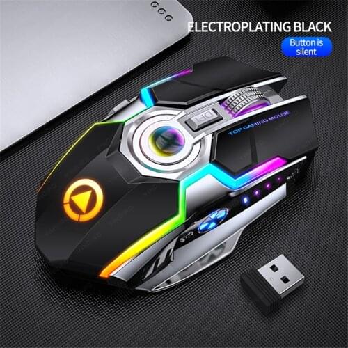 Mouse Wireless Gaming Mouse Rechargeable 2.4G Silent 1600DPI Ergonomic 7 Keys LED Backlight USB Optical Mouse Gamer For Laptops