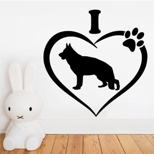 I Love My German Shepherd Wall Sticker Protection dog decal kids room decoration Vinyl Bedroom Livingroom Decal home decor HY592