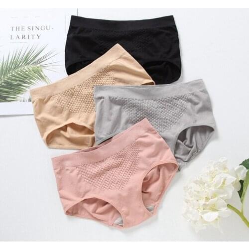 New Style Women Briefs Honeycomb Seamless Warm Ladies Underwear Cotton Middle Waist Abdomen Female Clothing Underwear Crotch