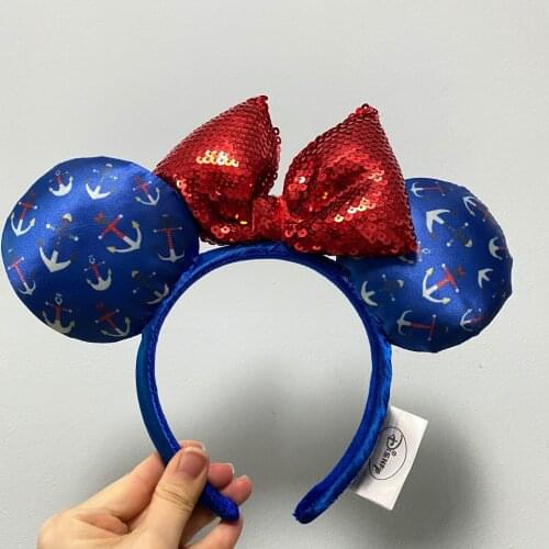 High Quality Disney Minnie Headband Sequin EARS COSTUME Hallowmas Headband Cosplay Plush Gift plush mouse doll girls Hair band