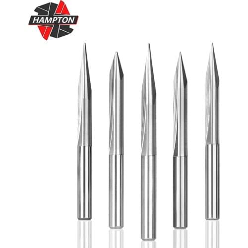 4mm Shank 2 Flute Straight V Bits 15/20/25/30 Degrees V Shape Engraving Bits Tip 0.3-1.0mm CNC Carving V Bits Milling Cutter