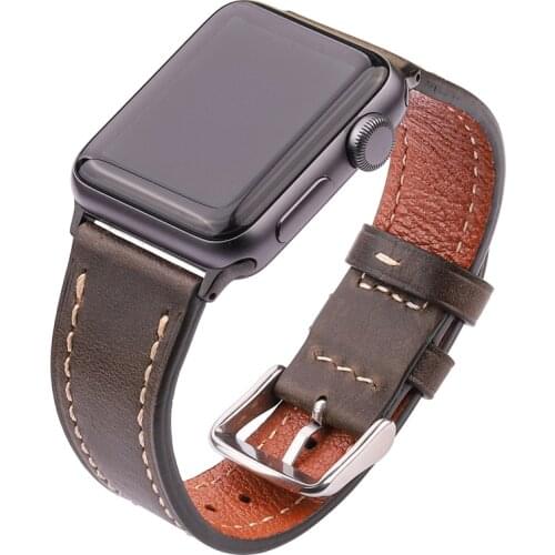 Cowhide Watchbands For Apple Watch Band 44mm 42mm 40mm 38mm SE Series 6 5 4 3 2 1 Men Women Vintage Genuine Leather Strap Belt