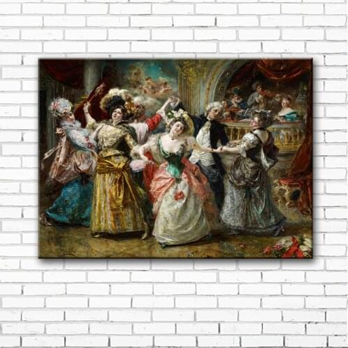 Court figures lady dancing together prints painting classical oil painting on canvas home decoration picture canvas prints