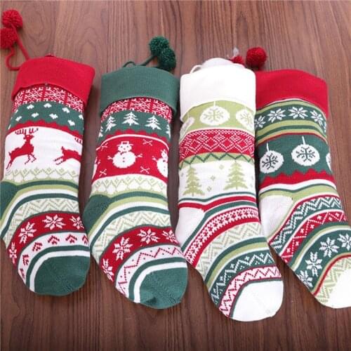 Christmas Socks Knitted Fireplace Christmas Tree Bedside Hanging Socks Christmas Decoration Children Christmas Gifts New