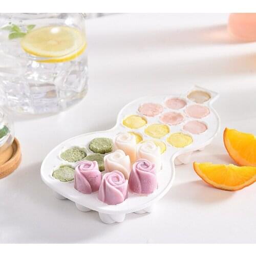Silicone Ice Lattice With Cover Creative Rose Ice Mold Lovely Gourd Ice DIY Complementary Food Box Ice Cream Mold