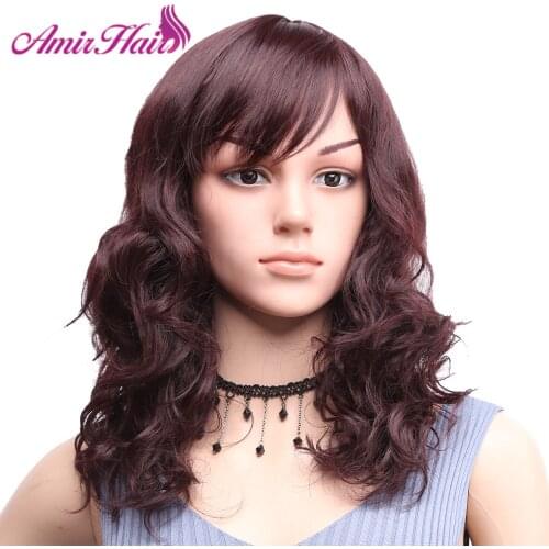 Amir Wave Wigs for Women Synthetic Bob Wig With Baby Hair Natural Looking Short Black or Brown Heat Resistant Wigs with bangs