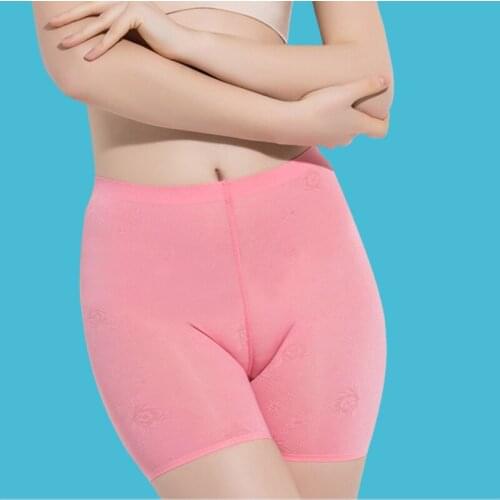 Women Boxer Breathable Polyester High Elasticity Ice Silk Soft Underpants Fmale Solid Color Underwear Woman Safety Short Panties