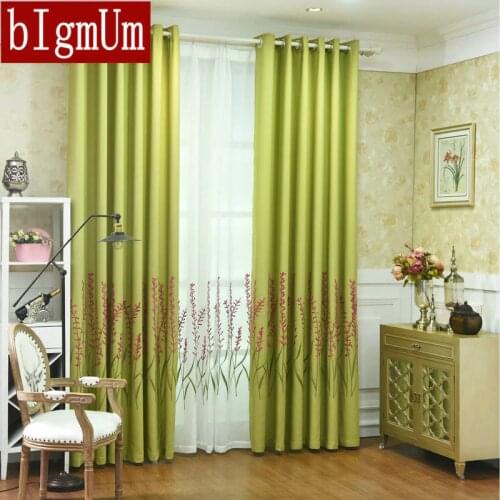 Floral Embroidered Tulle and Linen Curtains Green/ Blue / Pink Decor Window Treatment/ Drape For Kitchen Ready-made 3d Lavender
