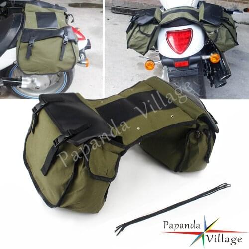 Universal Saddlebag Motorcycle Bag Canvas Back Seat Luggage Bags For Harley Sportster Iron 833 Honda Shadow 750 Kawasaki Vulcan