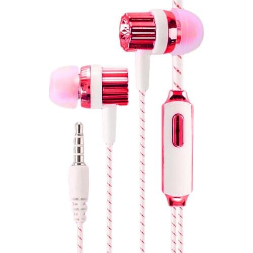 Universal 3.5mm Electroplating Wired Earphone In-Ear Earbuds Headset With Mic Wired Headset Earphones For Smartphones MP3 MP4