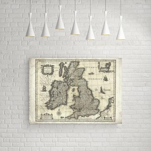 Magne Britannia et Hibernia Tabula, Antique Map of the British Isles Vintage Travel Poster, Retro Art Print