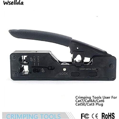 1 set of high-end network telecom crimping tools for RJ45 RJ11 Cat7 Cat6A Cat5 modular plug metal clamp crimper combination kit