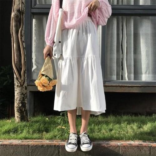 Summer Elastic Waist Feminos Midi Skirt Womens Fashion Black/White Skirts Femme Patchwork Solid Color Vestidos Plus Size 5XL 7XL