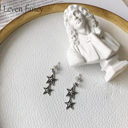 Leven Fancy 2019 Fashionable Vintage Thai Silver Sterling 925 Retro Star Dangle Earrings Standout Women Starry Drop Earrings
