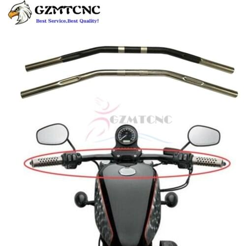1" 25mm Grooved Handlebar Drag Handle Bar Curved Retro Style for Harley Sportster XL 1200 Iron 883 48 72 Roadster Nightster Low