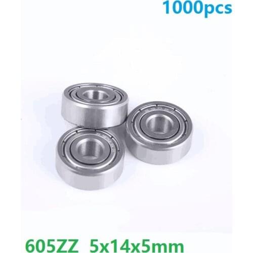 1000pcs/lot 605ZZ 605Z 605 Z ZZ Bearing 5*14*5mm Deep Groove Ball bearing Miniature Mini for 3D printer parts 5x14x5mm