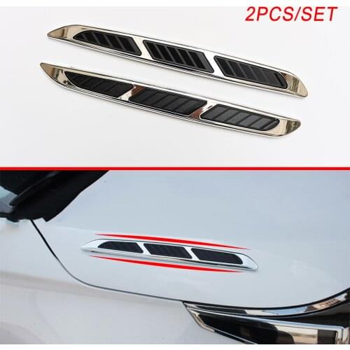 2PCS Chrome Car Moulding Stickers Decal Decorate Auto Truck Body Door Side Edge Front Simulation Air Vent Styling Hood Bar Trim