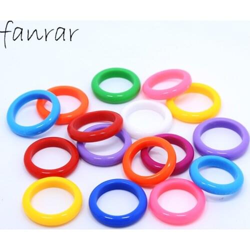 20pcs Multicolor Geometric Personality Acrylic Women men Circle Slim Rings Fashion Jewelry red blue whiter pink Simple Ring