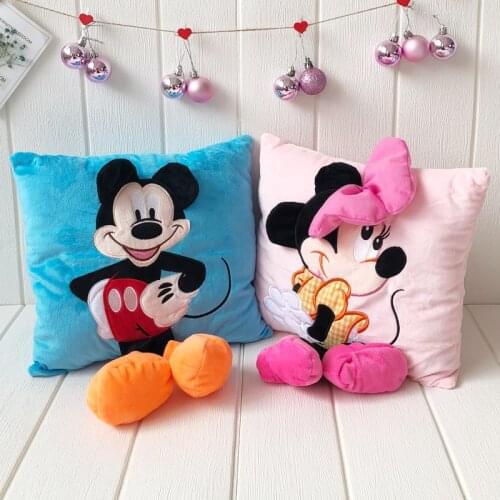 Cute Disney 3D Mickey Mouse And Minnie Mouse Plush Pillow Kawaii Mickey And Minnie Soft Pillow Cusion Gifts For Children