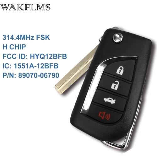 4 btns Remote Flip Car Key 314.4Mhz For Toyota with H CHIP HYQ12BFB 1551A-12BFB 89070-06790
