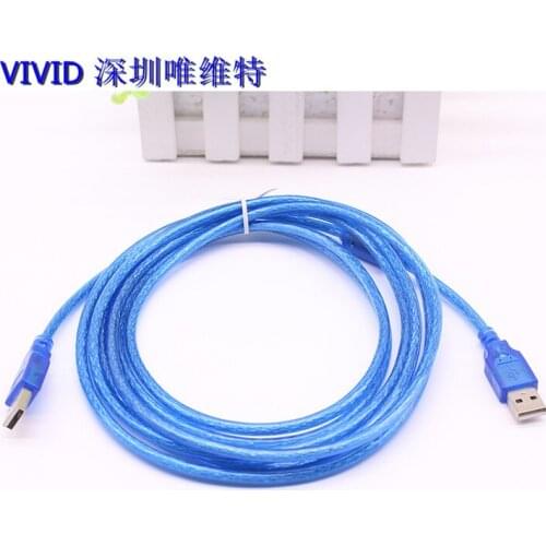 5pcs/lot USB 2.0 Cable Type A Male to Male Data Transfer USB2.0 Extension Cable Cord 1m 1.5m 3m 5m High Speed Transparent