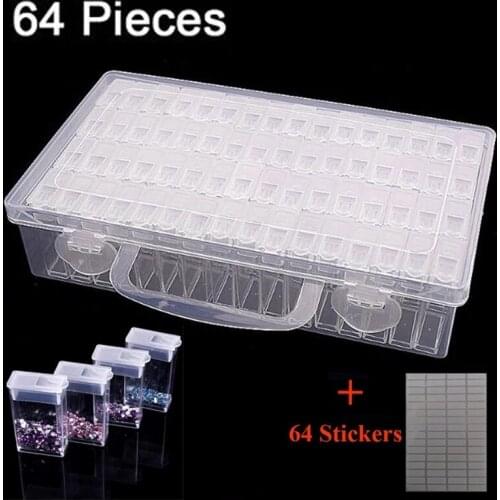 5D Diamond Painting Box Accessories 64 Grids DIY Diamond Embroidery Tool Jewelry Nail Art Rhinestone Storage Box