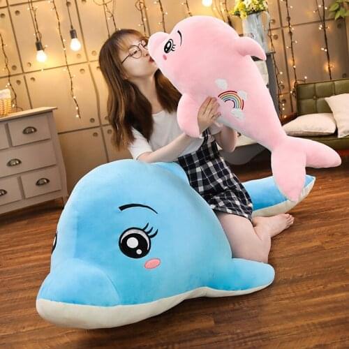 60-130cm Cute big size Dolphin doll Super soft plush toy pillow stuffed cushion ocean sea toy kawaii gift for child girl kid
