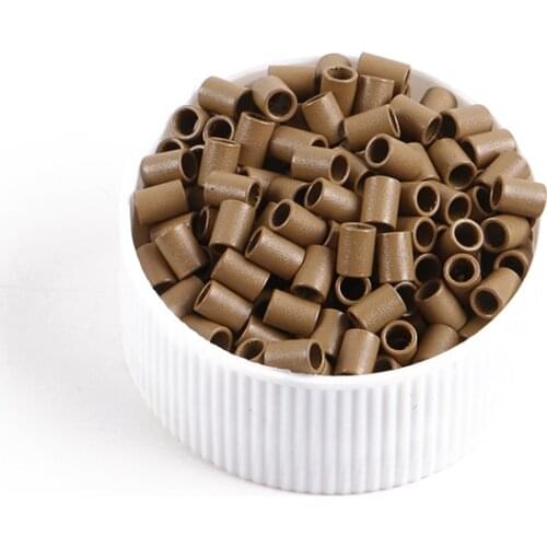 Free Shipping 500 Pieces 3024x4mm Light Brown Hair Extensions Mini Euro Copper Micro Tubes No Flared Flat-end Micro Rings Beads