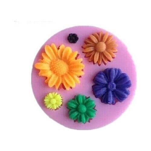 Free shipping sun flower shaped fondant molds wholesale chocolate silicon mold fondant Cake decoration mold