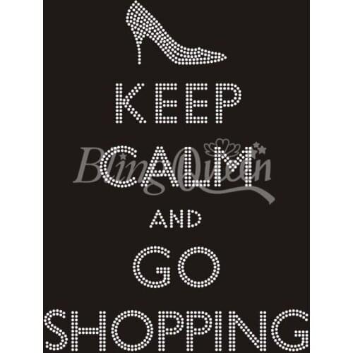 BlingQueen 25PCS/LOT Korean Rhinestone Transfers Keep Calm and Go Shopping Design