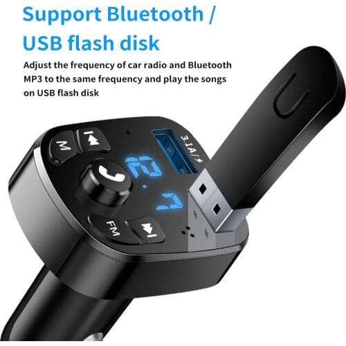 Bluetooth 5.0 Wireless Car kit Handfree FM Transmitter USB Car Charger 3.1A MP3 Music AUX Player Wireless Bluetooth Receiver