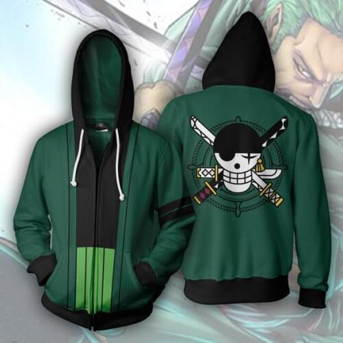ONE PIECE Anime Hoodies Roronoa Zoro 3d Printed Hooded Hoodies Sweatshirts for Men Spring Antumn Zipper Jackets Cardigan Tops