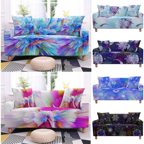 L-Shaped Sofa Cover Elastic Aurora Sun And Moon Sofa Towel Armchair Cover For Corner Sofa Slipcovers Stretch Furniture Protector