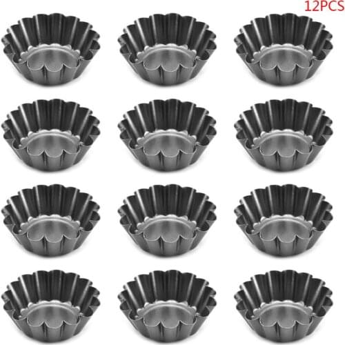 12 Pcs / Pack Egg Tart Mold Flower Shape Reusable Cupcake Cake Muffin Mold Pan Baking Tool