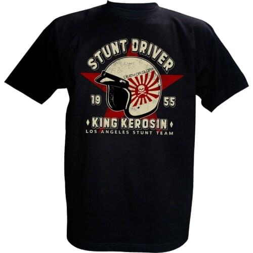 Tshirt Brand 2019 Male Short Sleeve Sleeve Homme Stunt Driver 1955 Oldschool Vintage Biker Car Rockabilly V2 Rock T Shirts