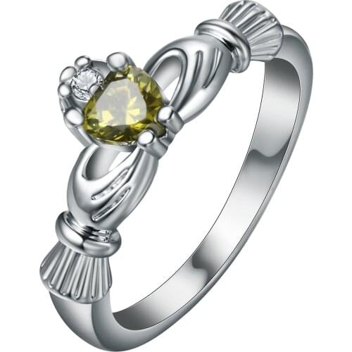 Hainon Elegant Heart Cut Rainbow Ring Fashion Pink CZ Wedding Jewelry Black Gold Filled Engagement Rings Silver Color Jewelry