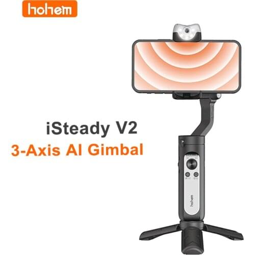 Hohem iSteady V2 AI Smartphone Gimbal Stabilizer 3 Axis /AI Visual Tracking Foldable Gimbal with Fill Light for Mobile Phone