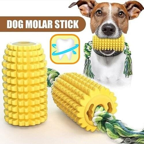 Dog Toy Dog Molar Stick Puppy Toys Dog Corn Molar Stick Bite Teeth Brush Labrador Toys with Rope Pet Supply