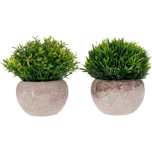 2pcs Artificial Plants Mini Fake Simulation Potted Plants Bonsai Ornament Faux Home Greenery Garden Decor Party Hotel Decor