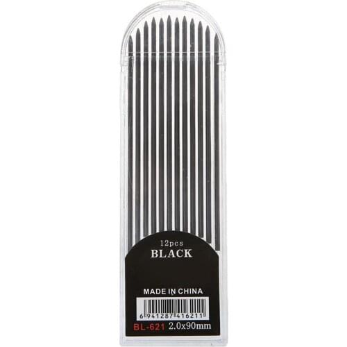 12Pcs 2.0 mm Mechanical Pencil Black 2B Lead Refills Draft Drawing Writing Crafting Art Sketching School Stationery Office Suppl