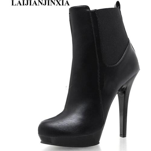 LAIJIANJINXIA New 13 cm High Heels Women Boots Sexy Ankle Boots Party Model Pole Dancing Shoes Fashion Dance Boots