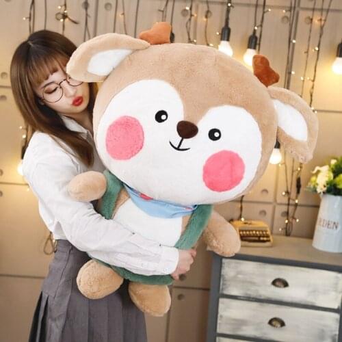 Cute cartoon deer doll big animal sika deer plush toy elk pillow sleeping doll for girl gift wedding deco DY50696