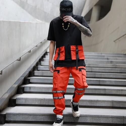 2020 Men Streetwear Tracksuit Harajuku Hip Hop Loose Hoodies Sweatshirts Men T Shirts And Pants 2 pcs Men Sets ABZ669
