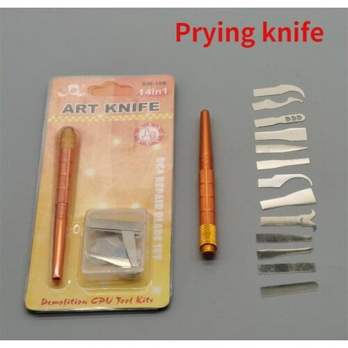 1set 14 in 1 mobile phone CPU prying knife set Multi function chip disassembly tool Mainboard repair glue removing blade burin
