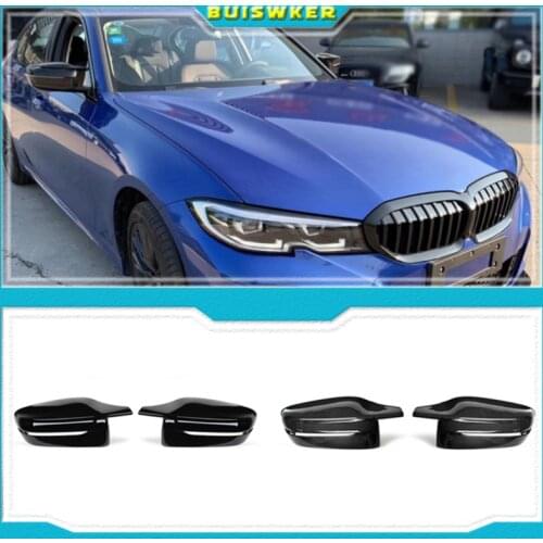 1Pair For BMW 3 Series G20 330i 2019 2020 Rear View Side Mirror Cover Case Trim ABS Carbon Fiber Style Car Rearview Mirror Cover