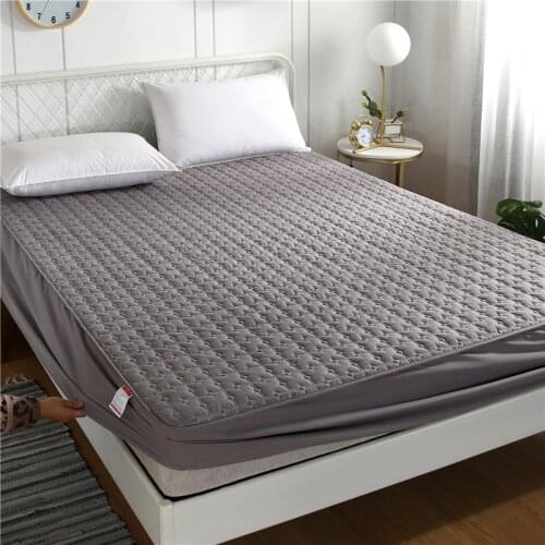 Quilted Mattress Cover King Queen Quilted Bed Fitted Bed Sheet Anti-Bacteria Mattress Topper Air-Permeable Bed Cover