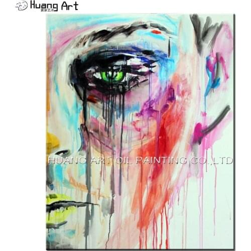 New Hand-painted Modern Colorful Figure Oil Painting on Canvas for Living Room Decoration Handmade Half Face People Oil Painting