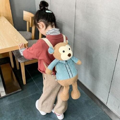 2021 New Cartoon Plush Toy Stuffed Rabbit Elephant Monkey Bear Mouse Animal Plush Backpack Kids Kindergarten School Bag Gift