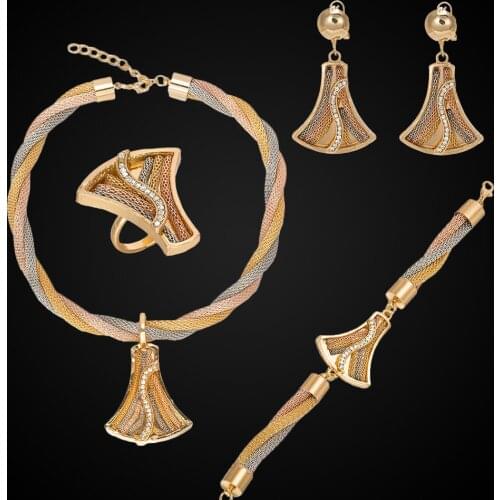 MuKun New African Beads Jewelry Set For Women Big Necklace Dubai Gold color Jewelry Sets Bridal Wedding Indian Ethiopian Jewelry