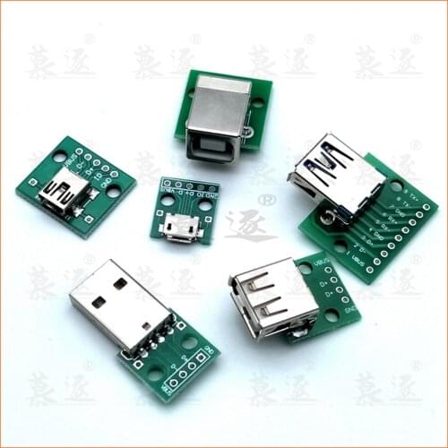 1PCS Micro Mini USB USB A Stecker USB 2,0 3,0 EINE Weibliche USB B Stecker Interface zu 2,54mm DIP PCB Konverter Adapter Breakou